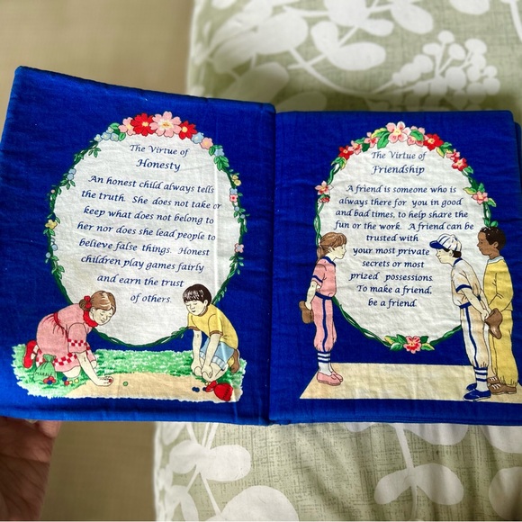VTG Handmade Material Stitched Sewn Child's Virtues Life Lessons Soft Book Art - Picture 4 of 13